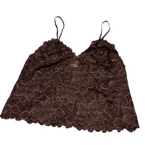 Y2K Old Navy Intimates Brown Lace Camisole Cami Fairycore Tank Top XL